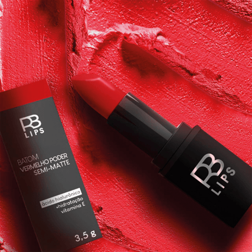 Batom RB Lips Rennova Semi Matte Vermelho Poder